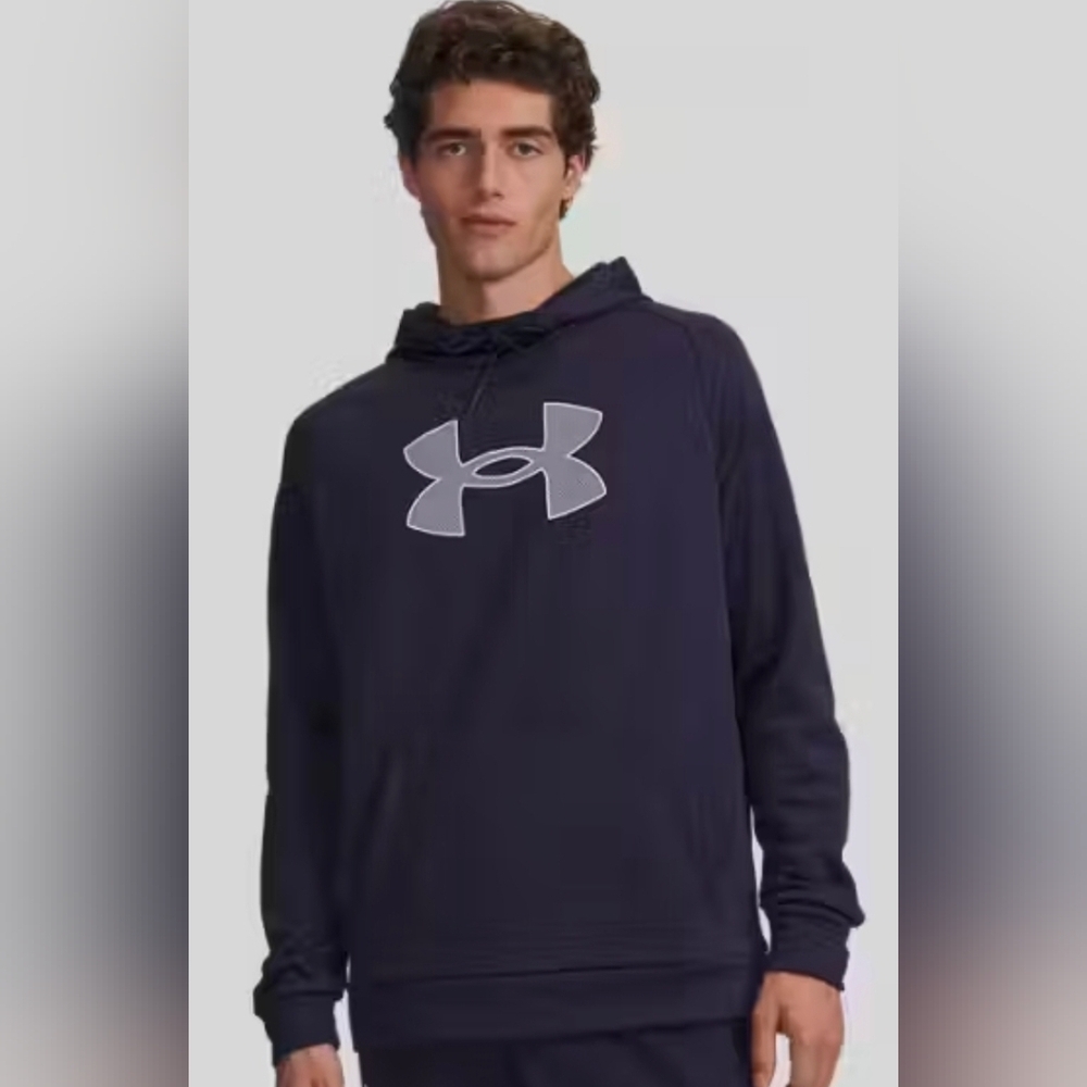Under Armour Men's Dark Blue Hoodie with White Logo